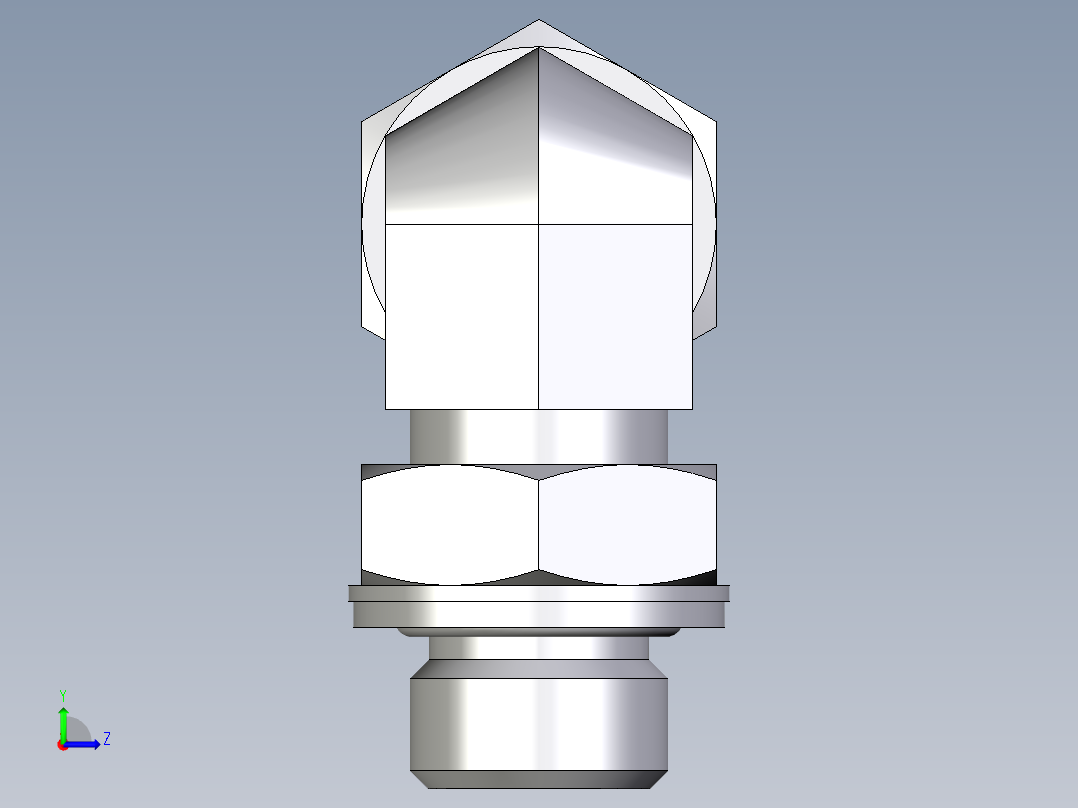 卡套式工业通用硬管接头EO_Adjustable_Locknut_elbow_WEE12ZLMCF左视图