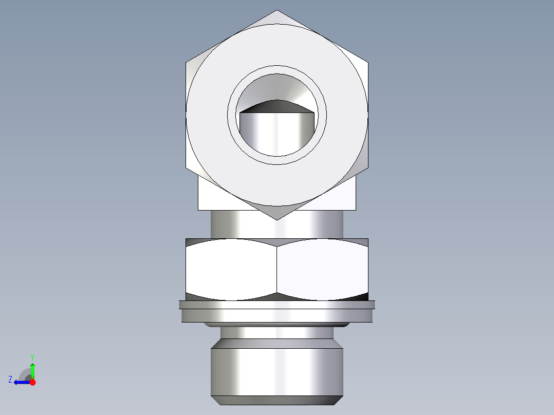 卡套式工业通用硬管接头EO_Adjustable_Locknut_elbow_WEE12ZLMCF右视图