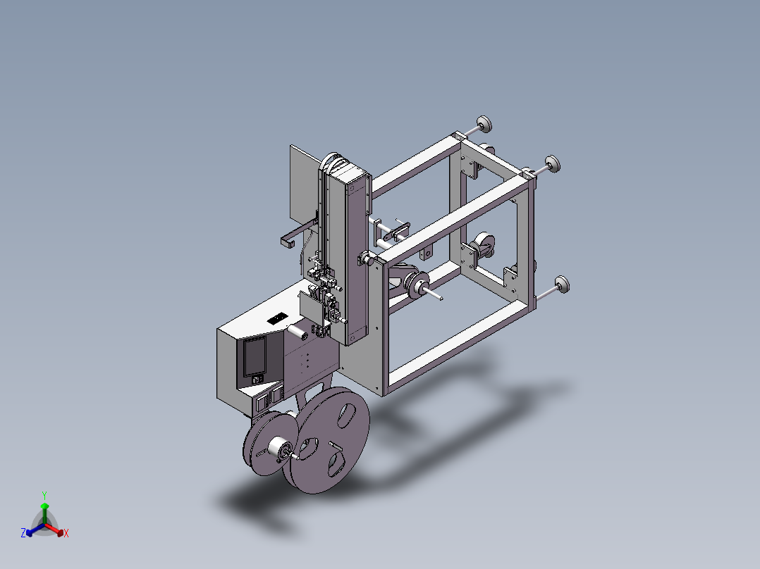 半自动包装编带机器设备正等轴测图