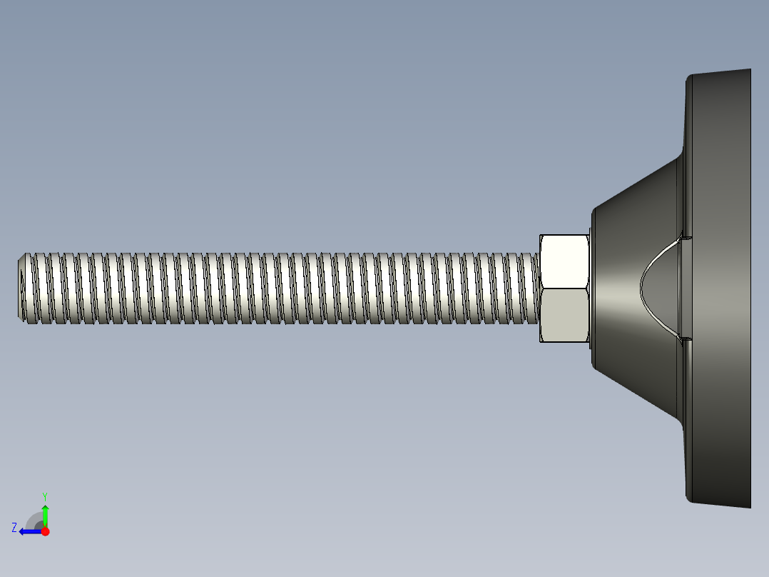 工程塑膠水平調整腳座169(A)-3D多系列多零件图纸模型右视图