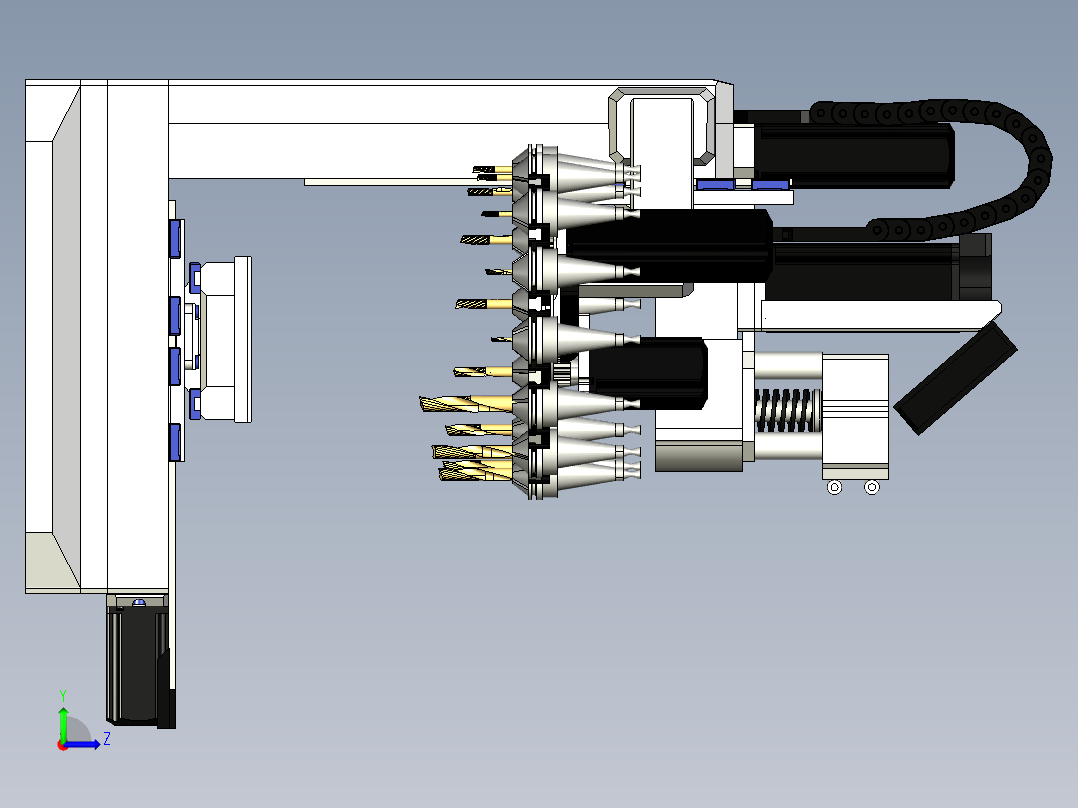 CNC自动换刀机车床左视图