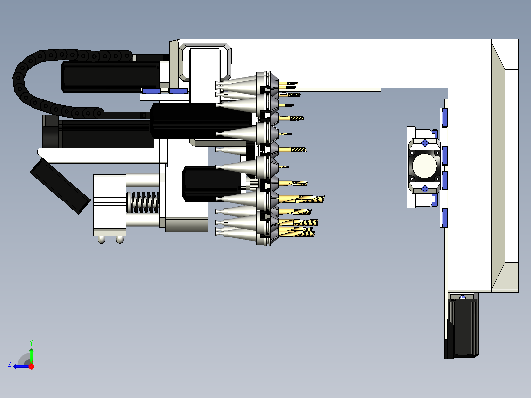 CNC自动换刀机车床右视图