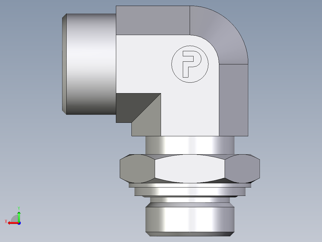 卡套式工业通用硬管接头EO_Adjustable_Locknut_elbow_WEE20SROMDCF后视图