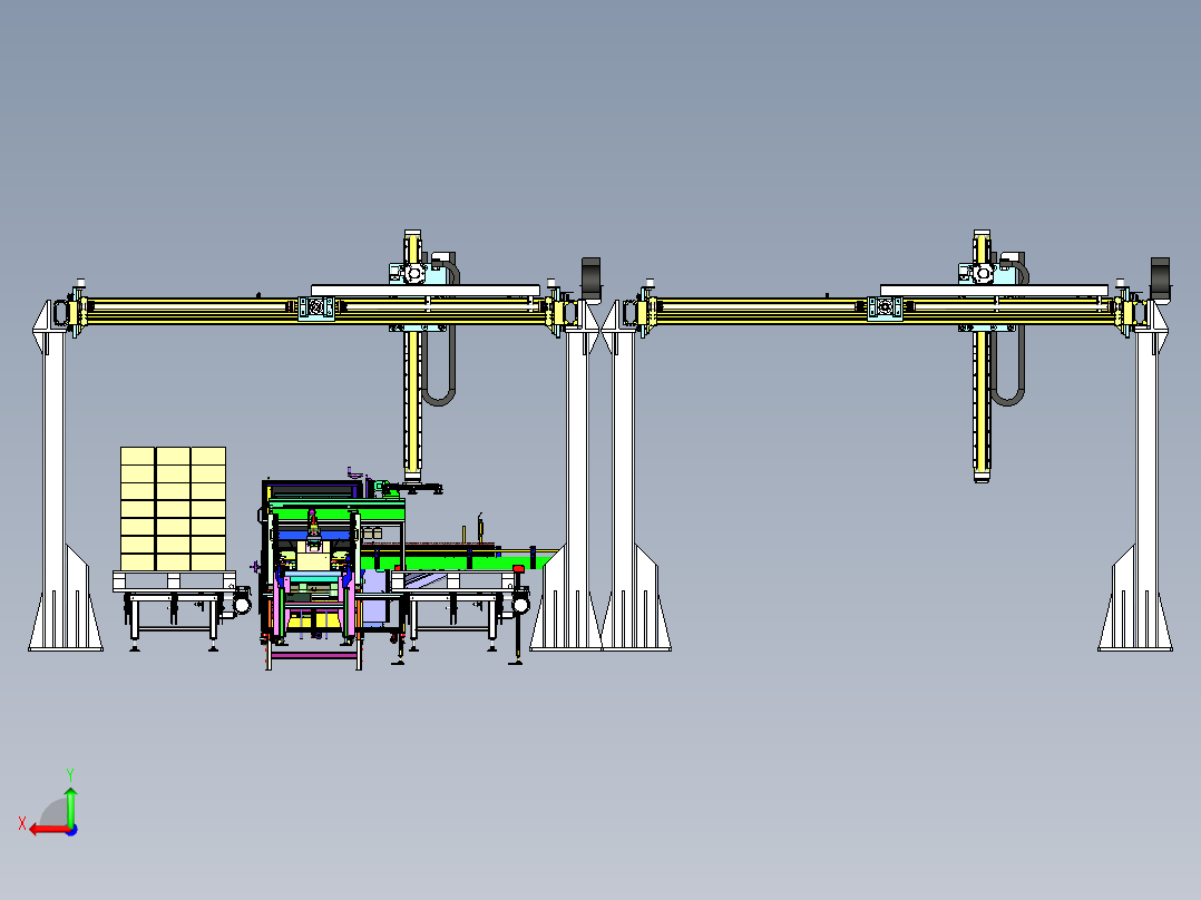 大型龙门码垛方案后视图