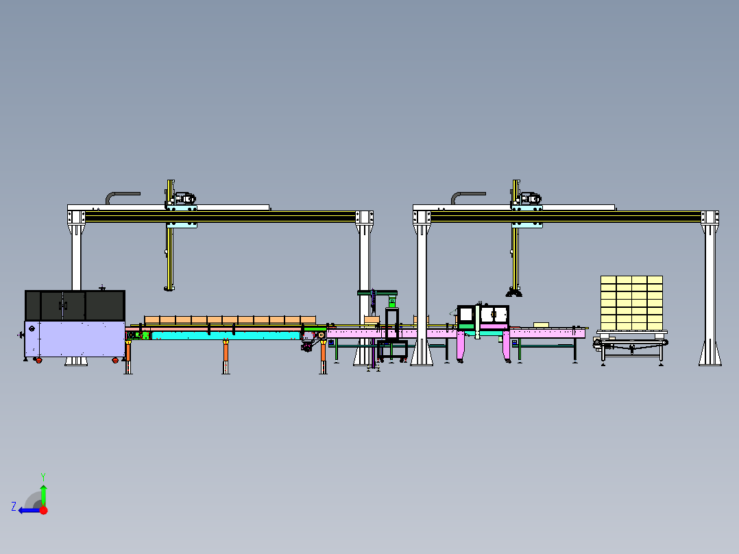 大型龙门码垛方案右视图