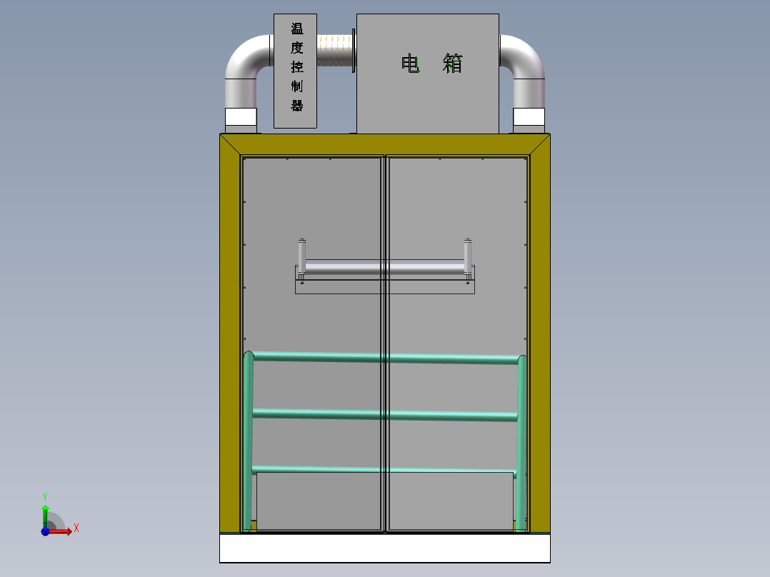 芯材预热烤箱（sw18可编辑+cad）前视图