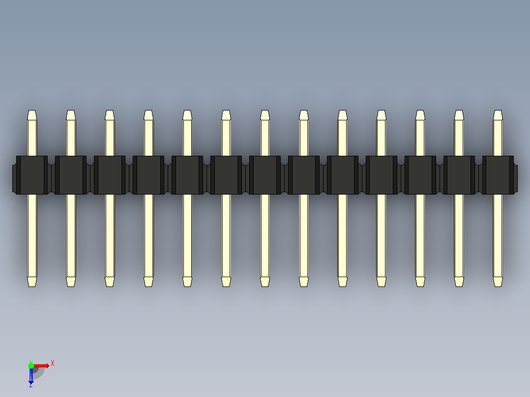 彩色公头100mil（2.54mm）系列-DS1021_black_2x13p_100mil_Type1_rev1.0俯视图