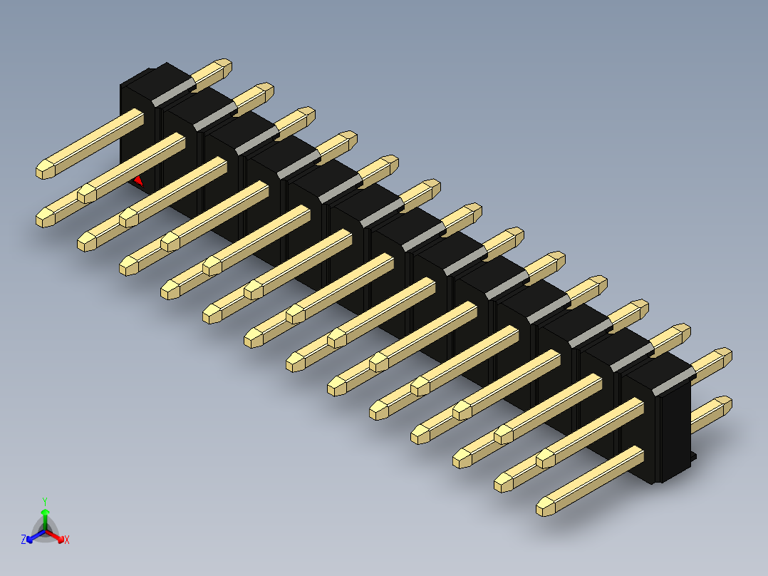 彩色公头100mil（2.54mm）系列-DS1021_black_2x13p_100mil_Type1_rev1.0正等轴测图