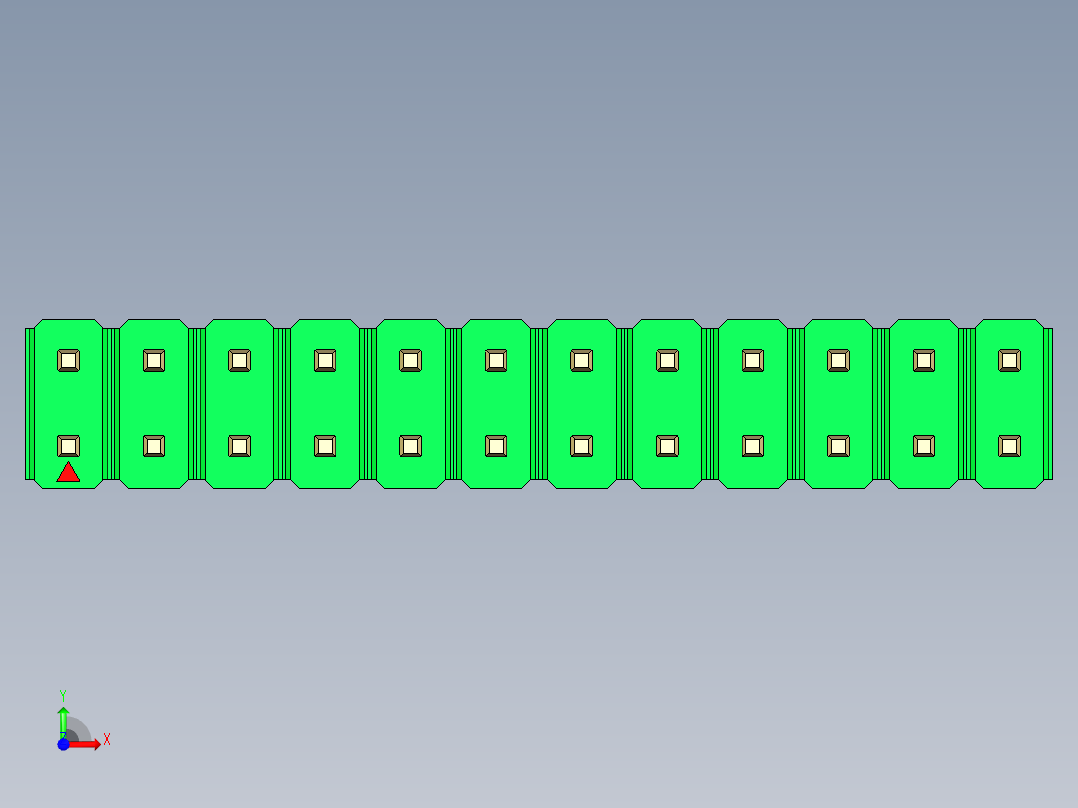 彩色公头100mil（2.54mm）系列-DS1021_green_2x12p_100mil_Type19_rev1.0前视图