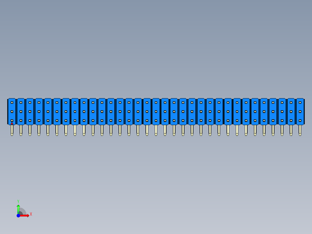 彩色公排针 100mil 2.54mm 系列-DS1022_blue_3x33p_100mil_TypeD_rev1.0前视图