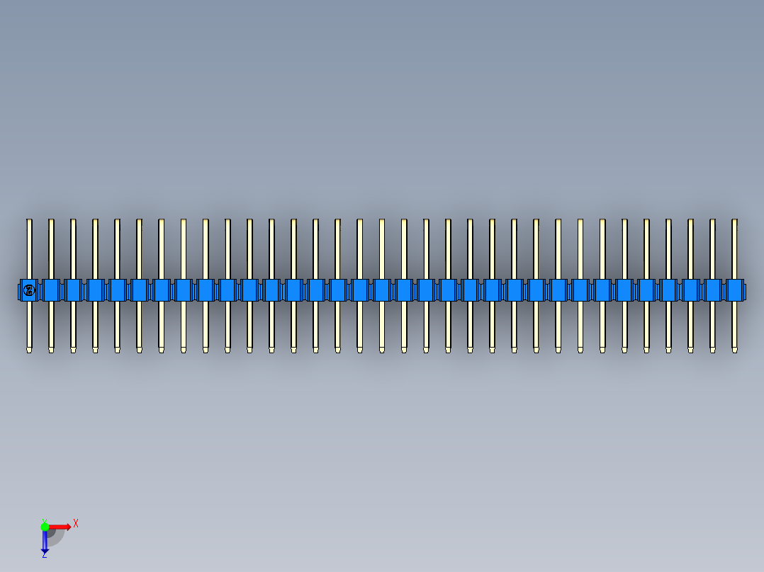 彩色公排针 100mil 2.54mm 系列-DS1022_blue_3x33p_100mil_TypeD_rev1.0俯视图