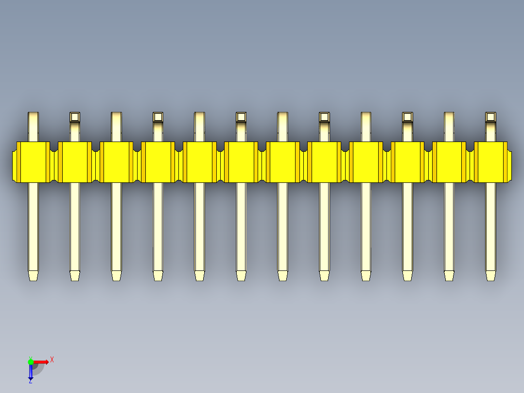 彩色公排针 100mil 2.54mm 系列-DS1022_yellow_12p_100mil_Type_SMT_R2_rev1.0俯视图