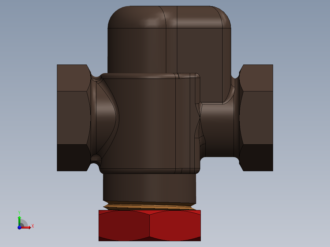 空气气压预扣阀3D数模图纸 Solidworks设计 附工程图前视图