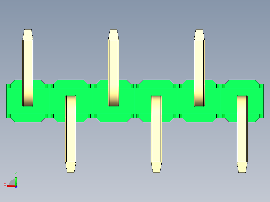 彩色公排针 100mil 2.54mm 系列-DS1022_green_06p_100mil_Type_SMT_R2_rev1.0后视图