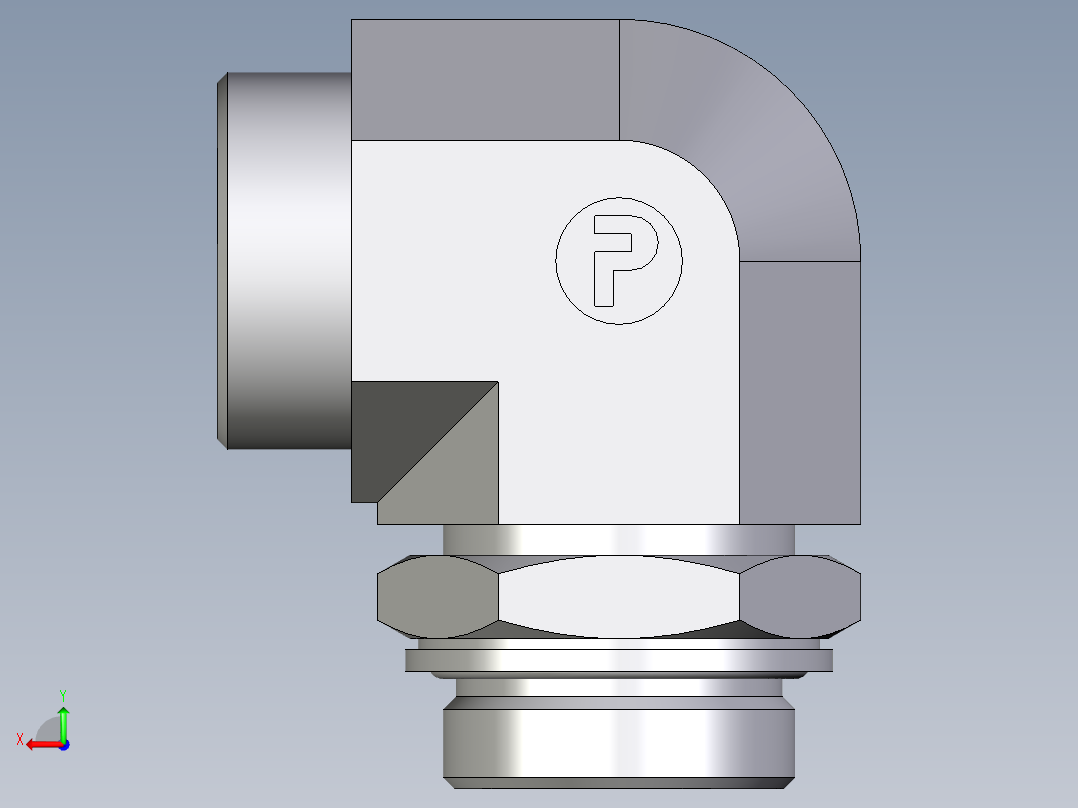 卡套式工业通用硬管接头EO_Adjustable_Locknut_elbow_WEE35LMOMDCF后视图