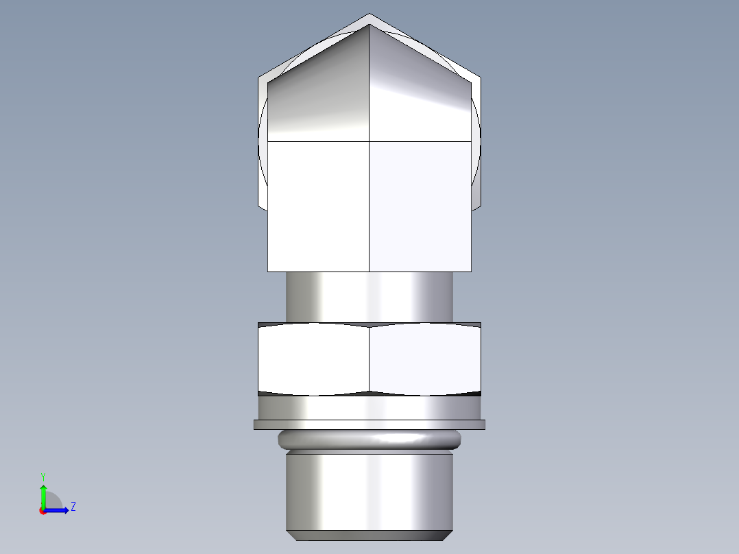卡套式工业通用硬管接头EO_Adjustable_Locknut_elbow_WEE12ZSMORCF左视图