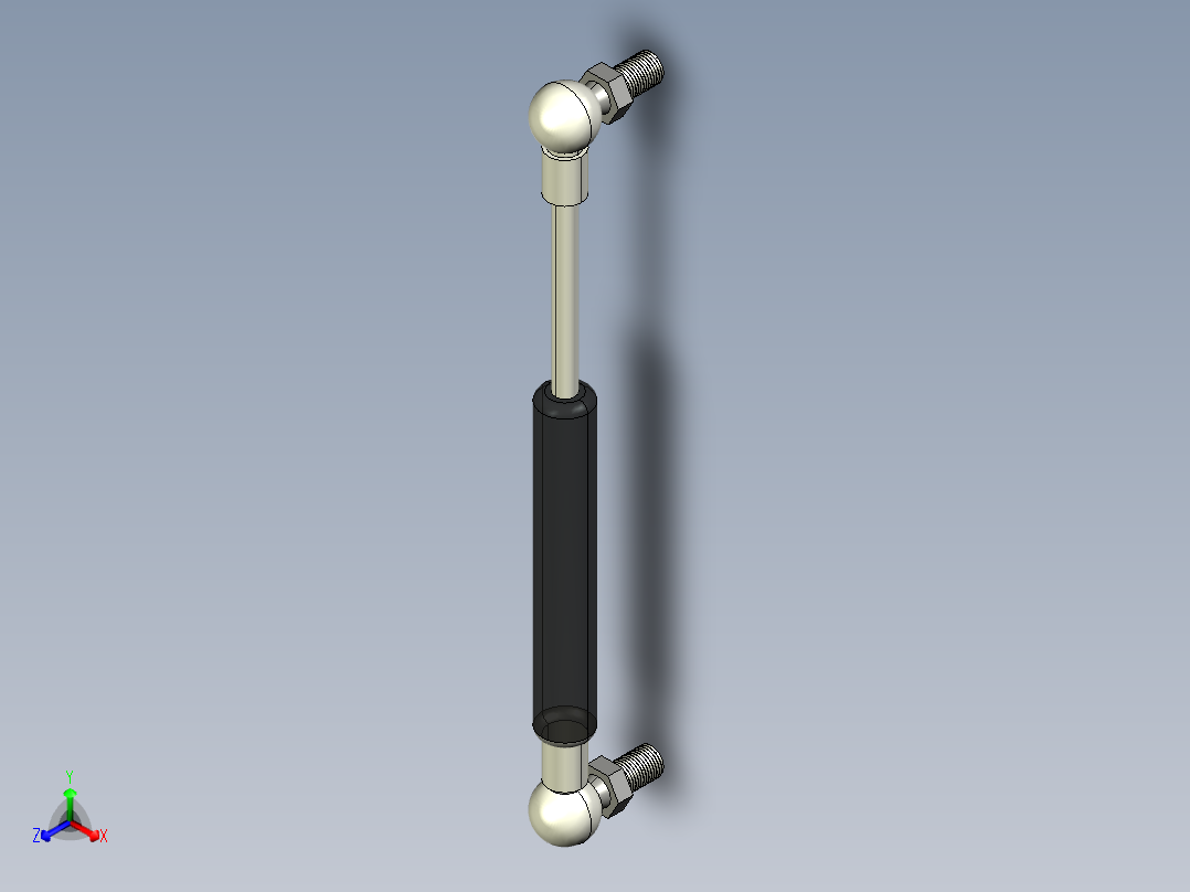 Q气压弹簧B310000018(5KG L185 和尚頭)正等轴测图