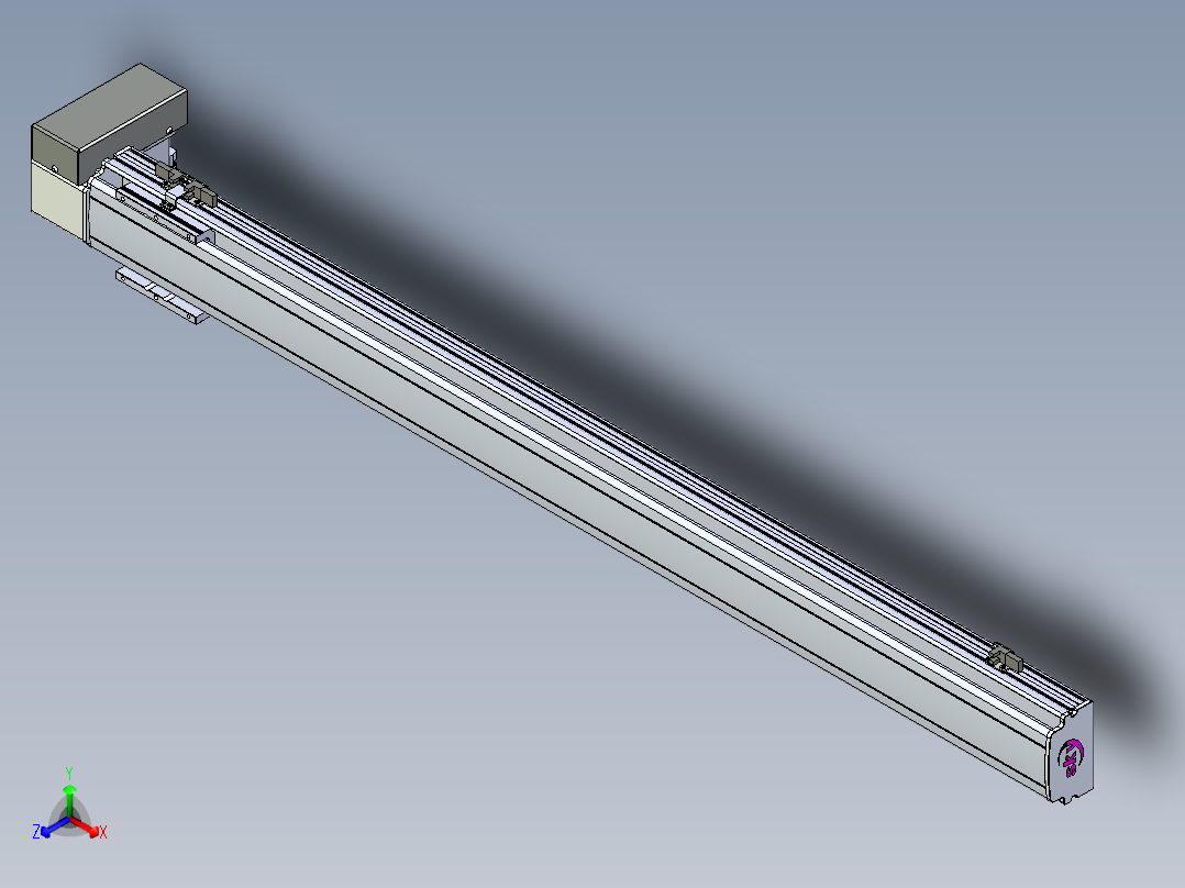 同步带滑台-半封闭B10H-L45-S1100-RD-P40-D3正等轴测图