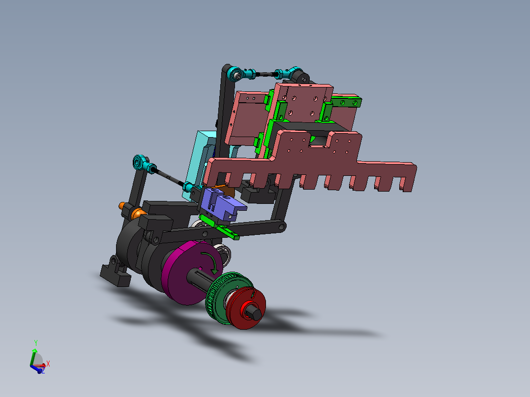凸轮搬运吹气除尘机Solidworks设计主视图