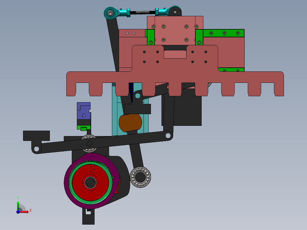 凸轮搬运吹气除尘机Solidworks设计前视图