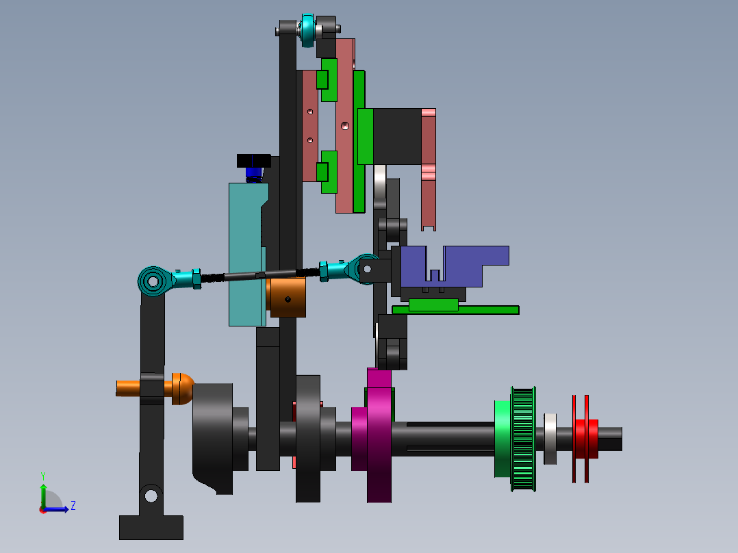 凸轮搬运吹气除尘机Solidworks设计左视图