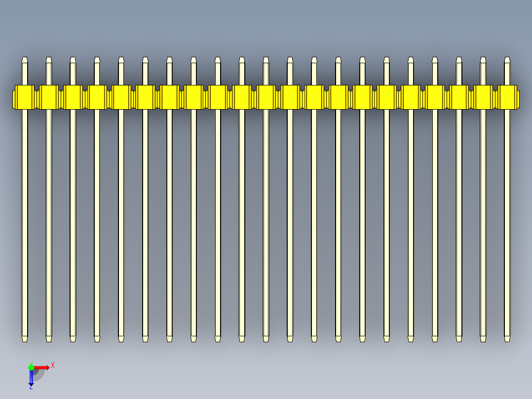 彩色公头100mil（2.54mm）系列-DS1021_yellow_3x21p_100mil_Type43_rev1.0俯视图
