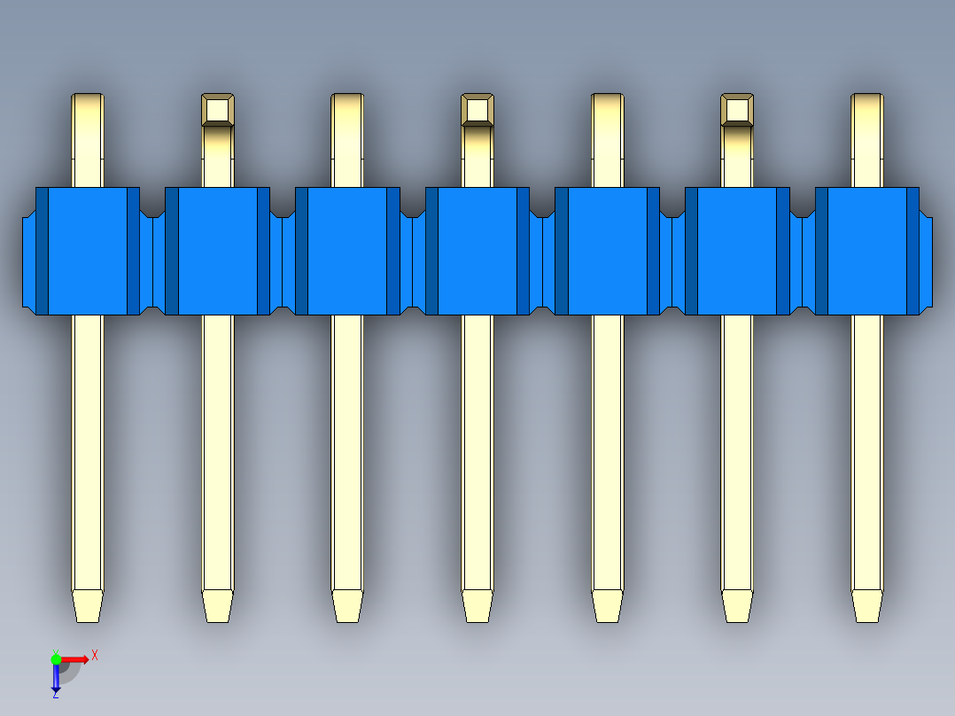 彩色公排针 100mil 2.54mm 系列-DS1022_blue_07p_100mil_Type_SMT_R2_rev1.0俯视图