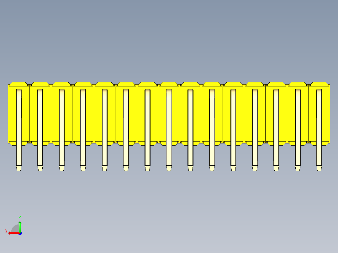 彩色公排针 100mil 2.54mm 系列-DS1022_yellow_3x15p_100mil_TypeD_rev1.0后视图