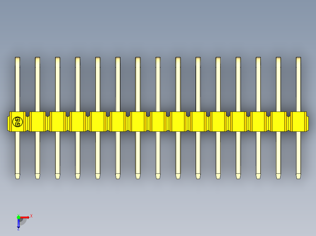 彩色公排针 100mil 2.54mm 系列-DS1022_yellow_3x15p_100mil_TypeD_rev1.0俯视图
