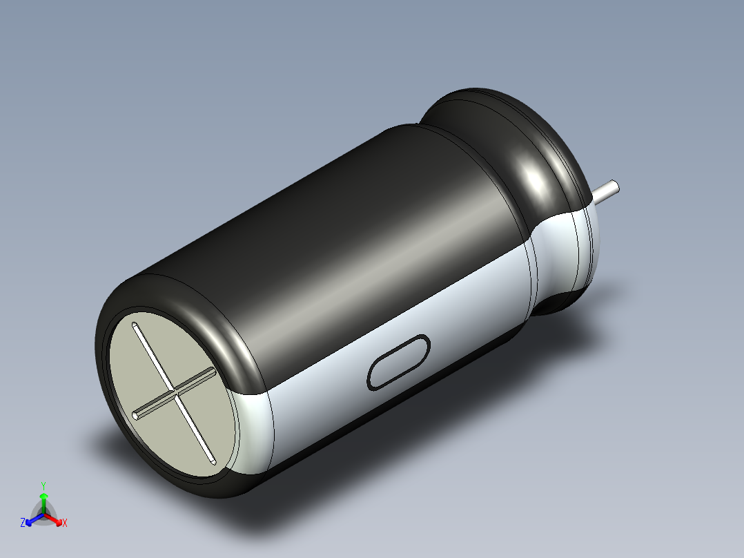 无源元件封装-CAP_RAD_D10x20_POL_BK正等轴测图