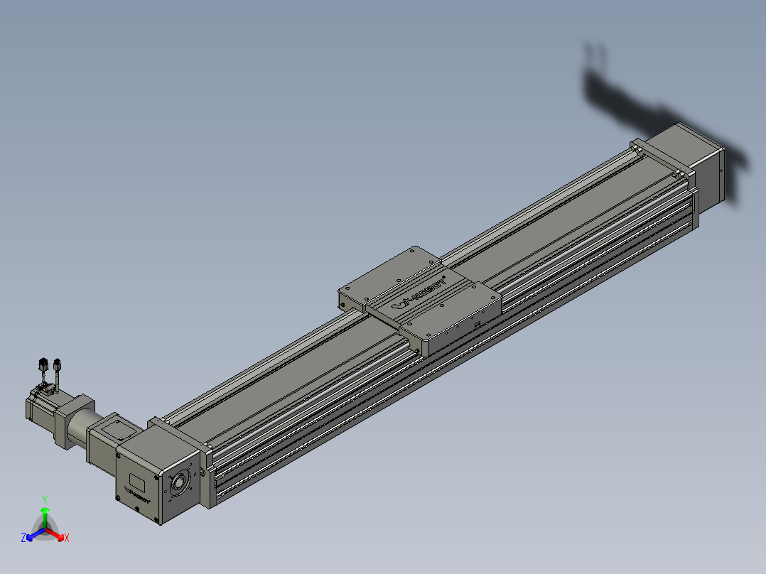 威洛博直线电机模组EB20-L224-S1150-R-ZP75-MS3-5K正等轴测图