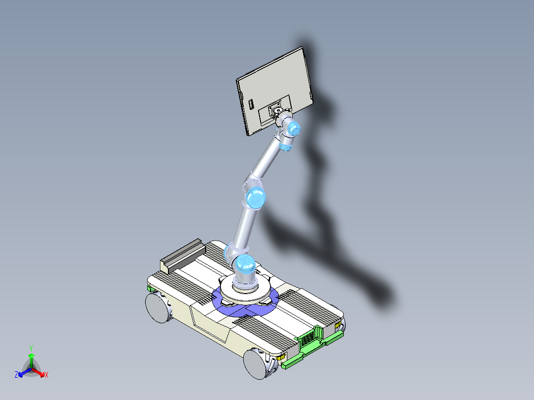一款带显示器的AGV小车SW三维模型设计正等轴测图