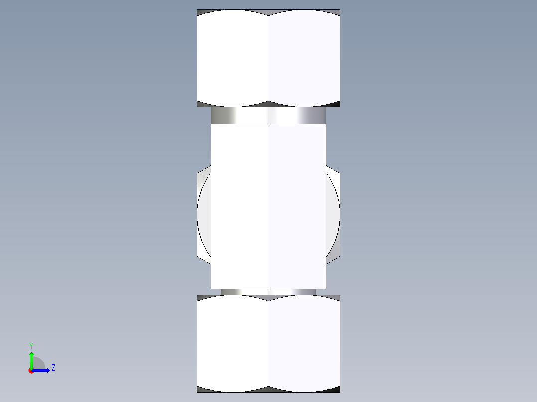 卡套式工业通用硬管接头EO_Swivel_nut_run_tee_EL16ZS71左视图