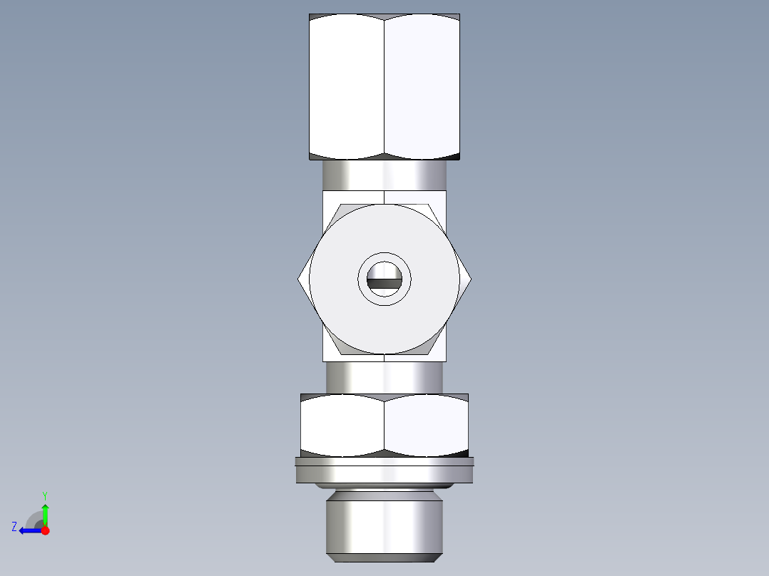 卡套式工业通用硬管接头EO_Adjustable_locknut_run_tee_LEE06ZSRCF右视图