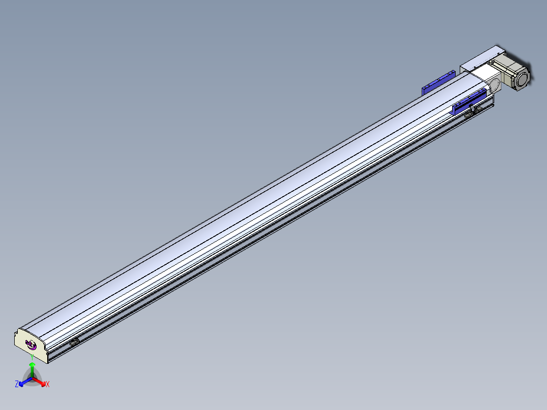 同步带滑台-半封闭B17H-L50-S2000-L-P75-D3正等轴测图