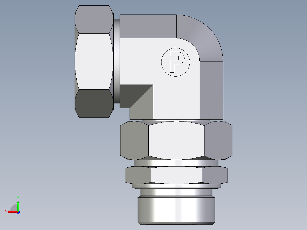 卡套式工业通用硬管接头EO_Assembled_adjustable_standpipe_elbow_EVW42LM71后视图