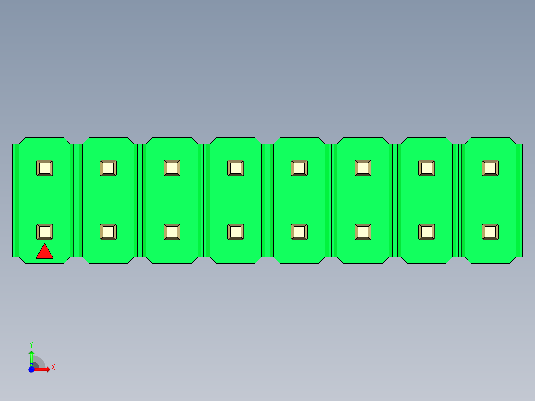 彩色公头100mil（2.54mm）系列-DS1021_green_2x08p_100mil_Type43_rev1.0前视图