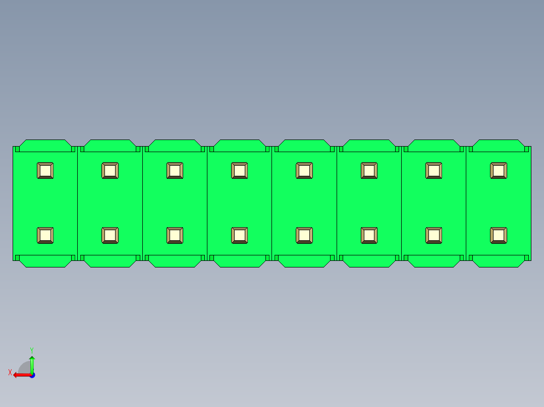 彩色公头100mil（2.54mm）系列-DS1021_green_2x08p_100mil_Type43_rev1.0后视图