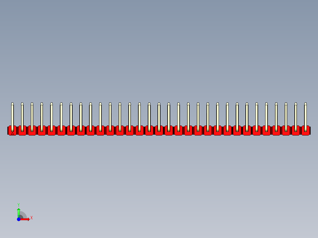 彩色公排针 100mil 2.54mm 系列-DS1022_red_31p_100mil_TypeU_rev1.0前视图