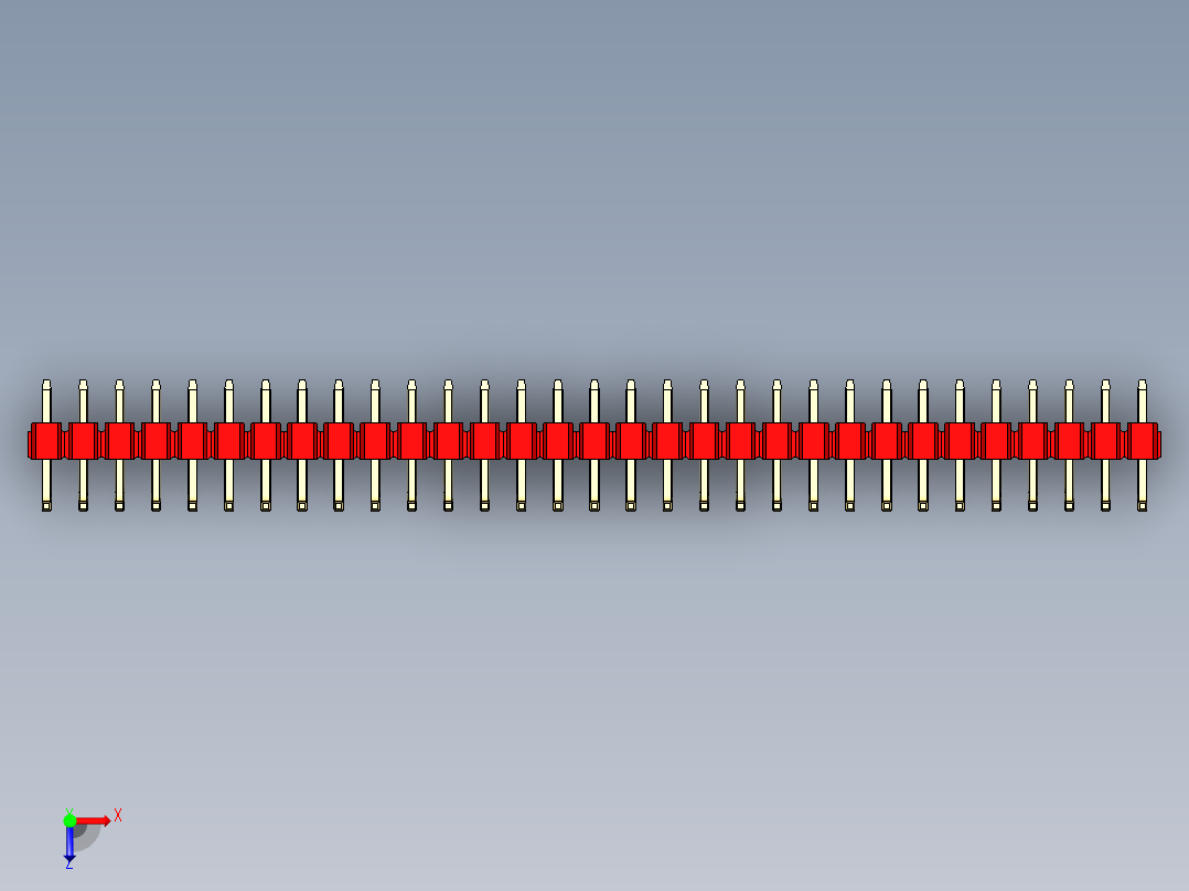 彩色公排针 100mil 2.54mm 系列-DS1022_red_31p_100mil_TypeU_rev1.0俯视图