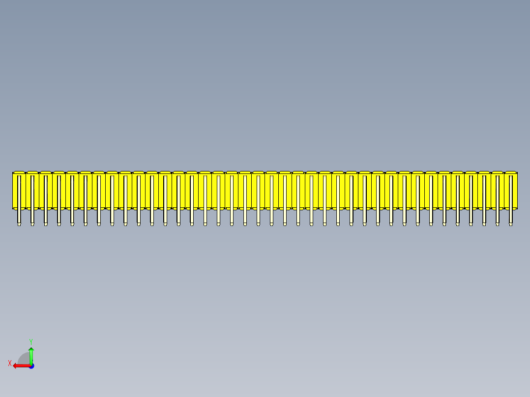 彩色公排针 100mil 2.54mm 系列-DS1022_yellow_3x38p_100mil_TypeD_rev1.0后视图