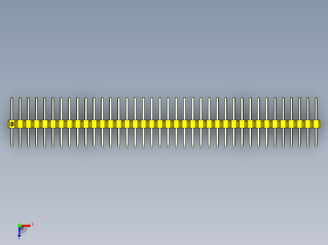 彩色公排针 100mil 2.54mm 系列-DS1022_yellow_3x38p_100mil_TypeD_rev1.0俯视图