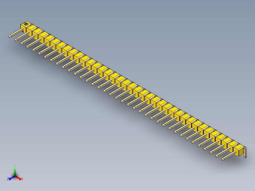 彩色公排针 100mil 2.54mm 系列-DS1022_yellow_1x37p_100mil_TypeD_rev1.0