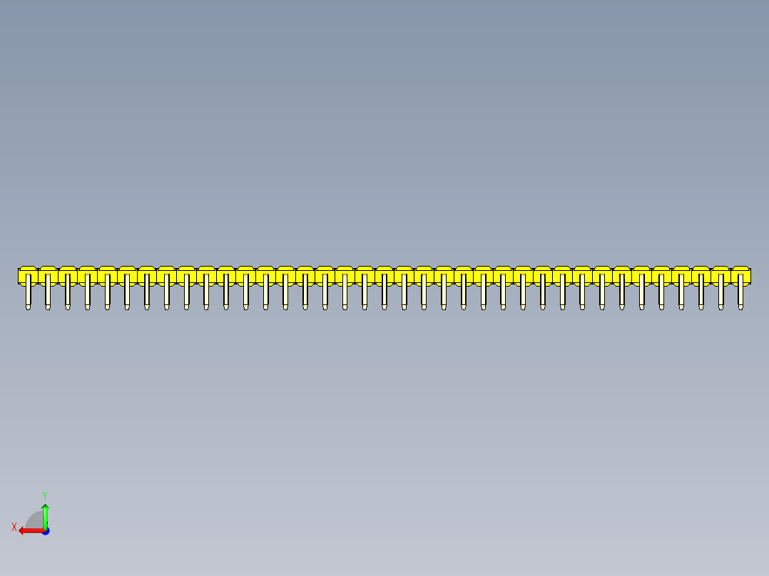 彩色公排针 100mil 2.54mm 系列-DS1022_yellow_1x37p_100mil_TypeD_rev1.0后视图