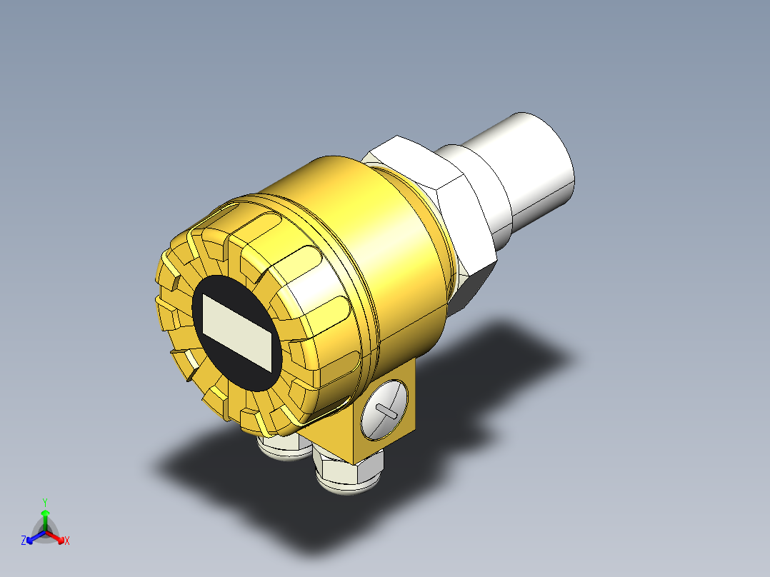 超声波设备-TRANSMITTER-RANGE-4m-13.1ft-PVDF-BODY-4-20mA-2-WIRE-HART-ATEX-NPT-THREAD正等轴测图