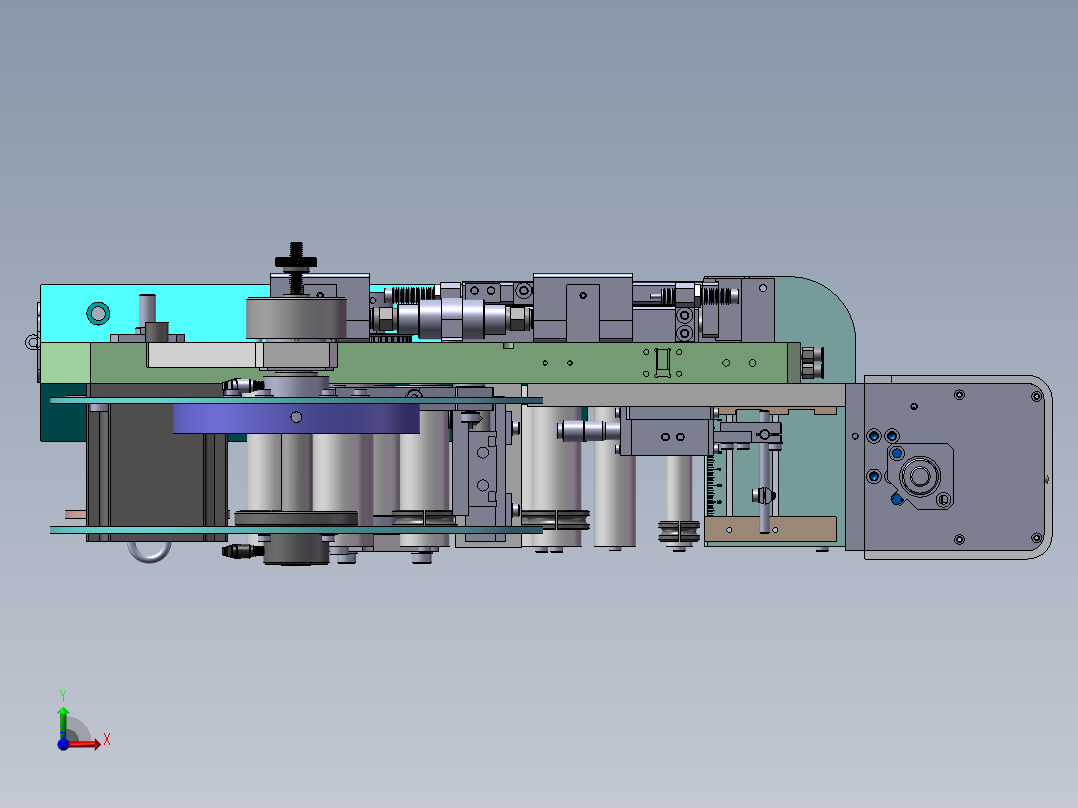 电池盖贴膜机3D图纸H305 k179 非标自动化设备3D图纸3D模型前视图