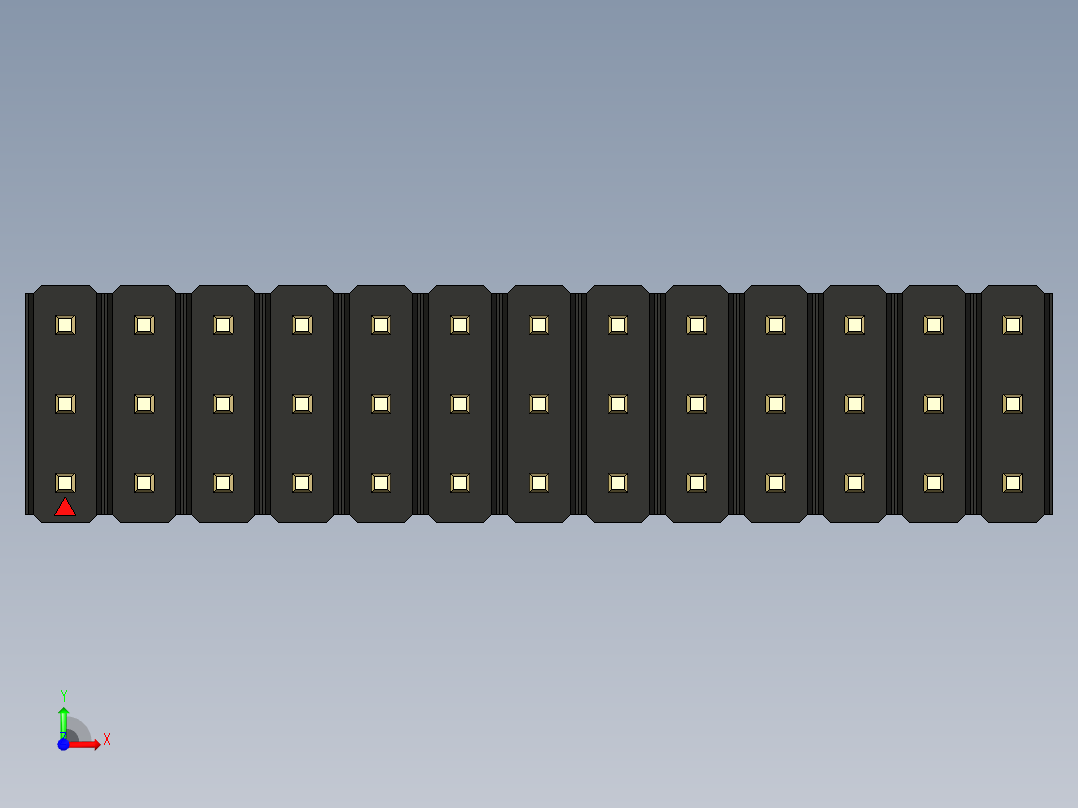 彩色公头100mil（2.54mm）系列-DS1021_black_3x13p_100mil_Type43_rev1.0前视图