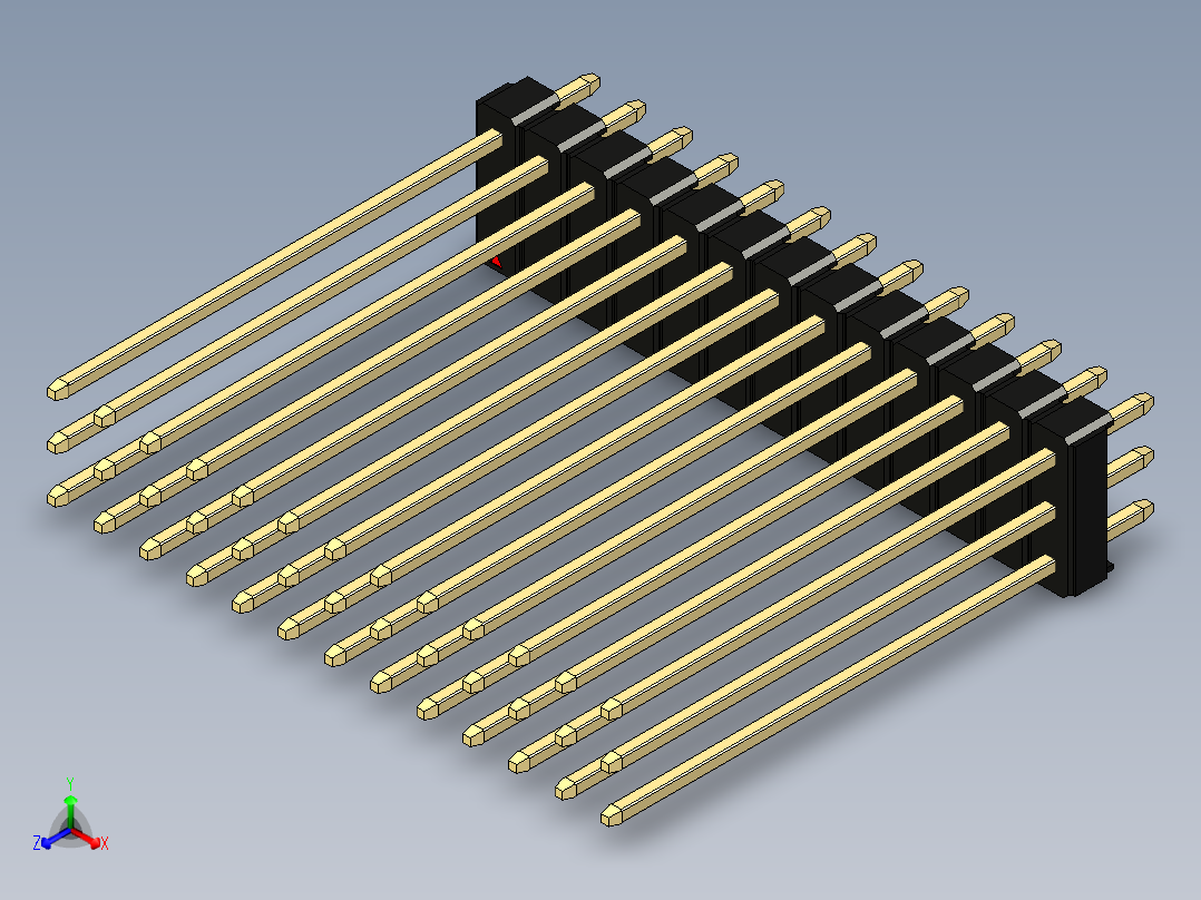 彩色公头100mil（2.54mm）系列-DS1021_black_3x13p_100mil_Type43_rev1.0正等轴测图