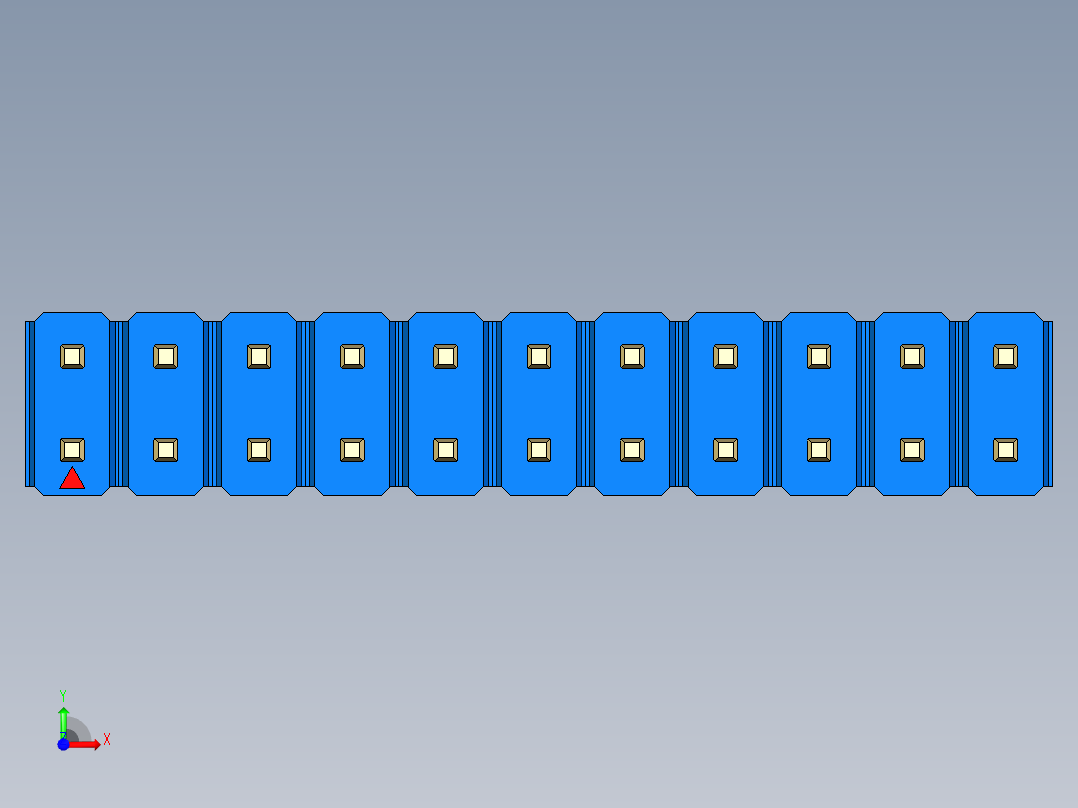 彩色公头100mil（2.54mm）系列-DS1021_blue_2x11p_100mil_Type19_rev1.0前视图