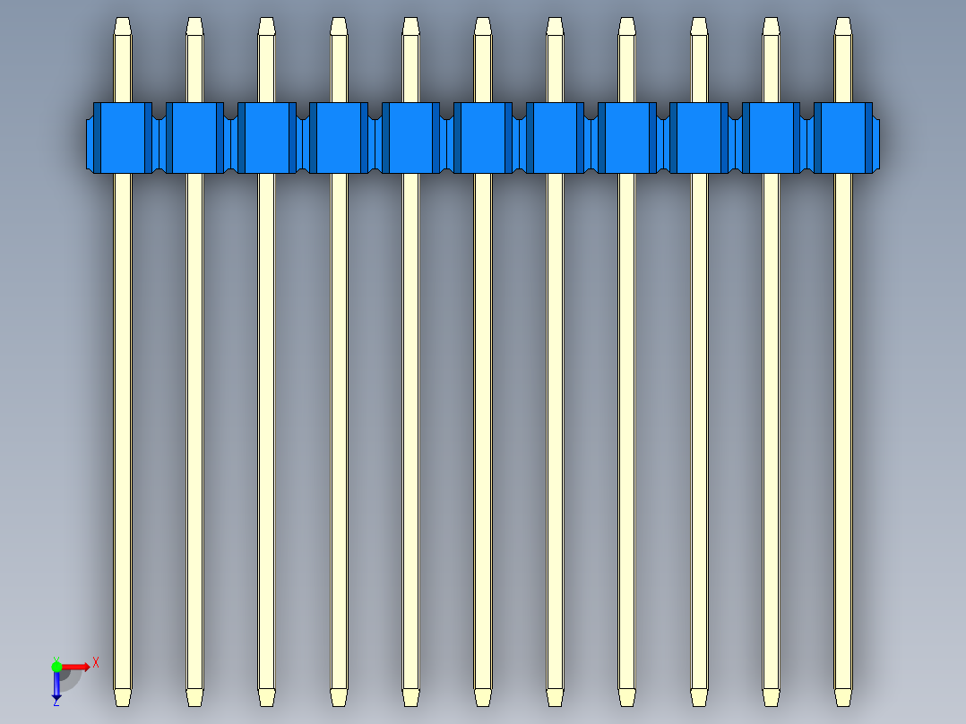 彩色公头100mil（2.54mm）系列-DS1021_blue_2x11p_100mil_Type19_rev1.0俯视图